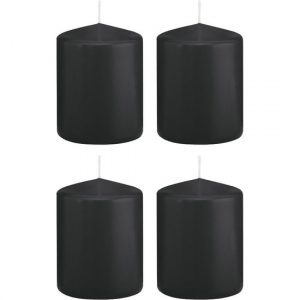 4x Zwarte woondecoratie kaarsen 6 x 8 cm 29 branduren