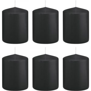 6x Zwarte woondecoratie kaarsen 6 x 8 cm 29 branduren