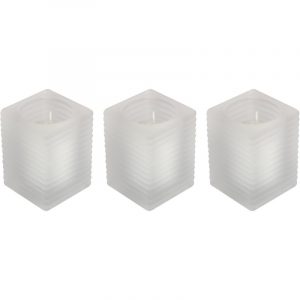 3x Witte woondecoratie kaarsen met matte houders 7 x 10 cm 24 branduren