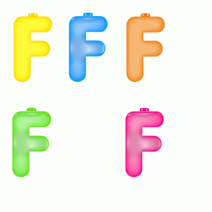 Gekleurde opblaas letters F