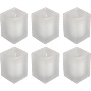 6x Witte woondecoratie kaarsen met matte houders 7 x 10 cm 24 branduren