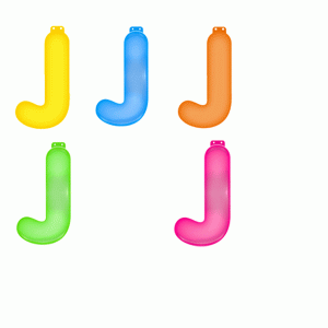 Gekleurde opblaas letters J