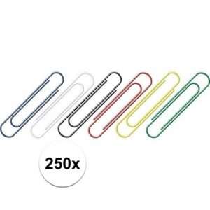 Handige gekleurde paperclips 250 stuks