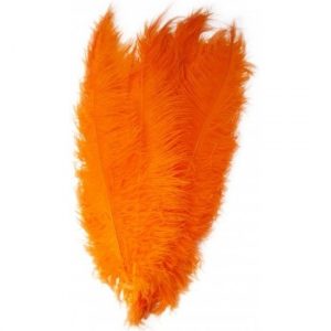2x Oranje decoratieveren/vogelveren 50 cm
