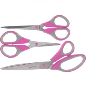 3x stuks scharen / scharenset 14 / 17 / 21 cm roze