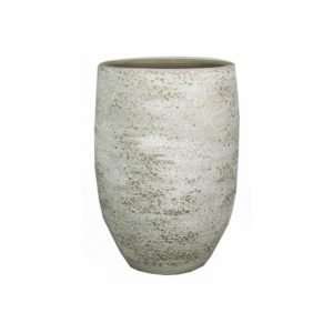 Vaas of hoge plantenpot van keramiek grijs/wit D26 cm en H40 cm