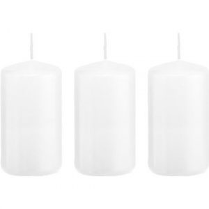 3x Witte woondecoratie kaarsen 5 x 10 cm 23 branduren
