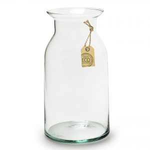 Transparante melkbus vaas/vazen van eco glas 9 x 18 cm