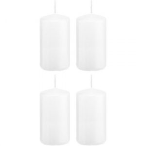 4x Witte woondecoratie kaarsen 5 x 10 cm 23 branduren