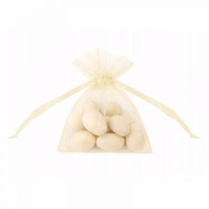 40x stuks creme witte organza cadeauzakjes 10 cm