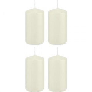 4x Ivoorwitte woondecoratie kaarsen 5 x 10 cm 23 branduren