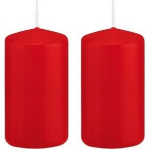 2x Rode woondecoratie kaarsen 5 x 10 cm 23 branduren