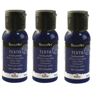 3x Blauwe textielverf om mee te schilderen