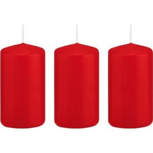 3x Rode woondecoratie kaarsen 5 x 10 cm 23 branduren