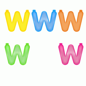 Gekleurde opblaas letters W