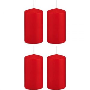 4x Rode woondecoratie kaarsen 5 x 10 cm 23 branduren