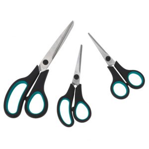 3x stuks scharen/scharenset met blauw handvat 14/15/21 cm