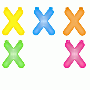 Gekleurde opblaas letters X