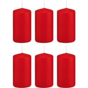 6x Rode woondecoratie kaarsen 5 x 10 cm 23 branduren