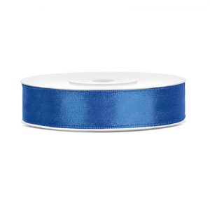 1x Hobby/decoratie kobaltblauw satijnen sierlinten 1,2 cm/12 mm x 25 meter