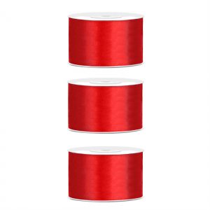 3x Hobby/decoratie rood satijnen sierlinten 3,8 cm/38 mm x 25 meter