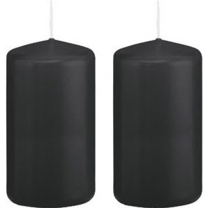 2x Zwarte woondecoratie kaarsen 5 x 10 cm 23 branduren