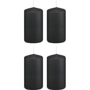 4x Zwarte woondecoratie kaarsen 5 x 10 cm 23 branduren