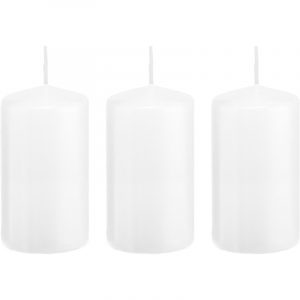 3x Witte woondecoratie kaarsen 6 x 12 cm 40 branduren