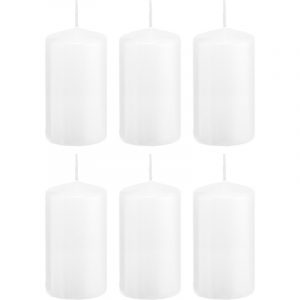 6x Witte woondecoratie kaarsen 6 x 12 cm 40 branduren