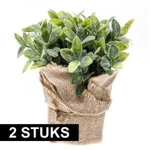 Nep munt kruiden plant groen in jute pot kunstplant