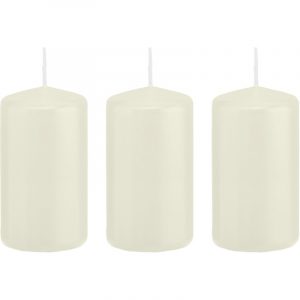 3x Ivoorwitte woondecoratie kaarsen 6 x 12 cm 40 branduren