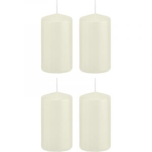4x Ivoorwitte woondecoratie kaarsen 6 x 12 cm 40 branduren