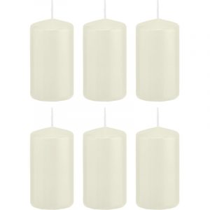 6x Ivoorwitte woondecoratie kaarsen 6 x 12 cm 40 branduren