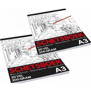 2x Professionele schetsboeken/tekenboeken A3 formaat
