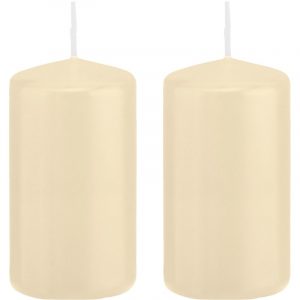 2x Cremewitte woondecoratie kaarsen 6 x 12 cm 40 branduren