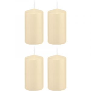 4x Cremewitte woondecoratie kaarsen 6 x 12 cm 40 branduren