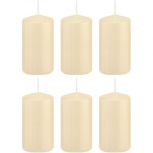 6x Cremewitte woondecoratie kaarsen 6 x 12 cm 40 branduren