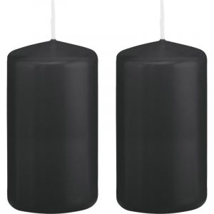 2x Zwarte woondecoratie kaarsen 6 x 12 cm 40 branduren