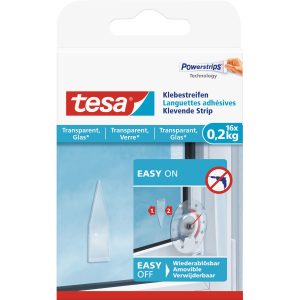 16x Powerstrips zelfklevend voor glas Tesa