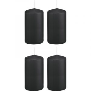 4x Zwarte woondecoratie kaarsen 6 x 12 cm 40 branduren