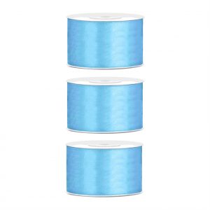 3x Hobby/decoratie lichtblauw satijnen sierlinten 3,8 cm/38 mm x 25 meter