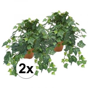 2x Nep klimop plant groen in terracotta pot kunstplant