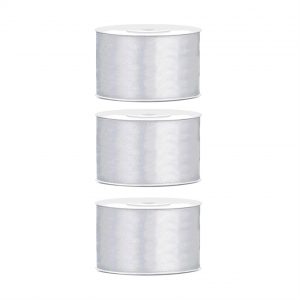 3x Hobby/decoratie zilver satijnen sierlinten 3,8 cm/38 mm x 25 meter