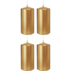 4x Gouden woondecoratie kaarsen 6 x 12 cm 40 branduren