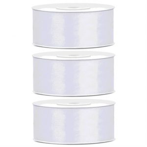 3x Hobby/decoratie witte satijnen sierlinten 2,5 cm/25 mm x 25 meter