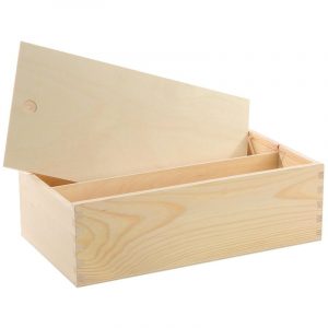 Houten hobby/knutsel kist/doosje dubbel vak met schuifdeksel