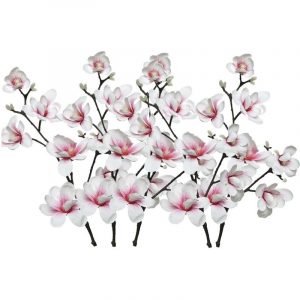 5x Magnolia beverboom kunstbloemen/kunsttakken wit/roze 100 cm