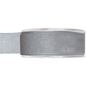 1x Hobby/decoratie grijze organza sierlinten 2,5 cm/25 mm x 20 meter