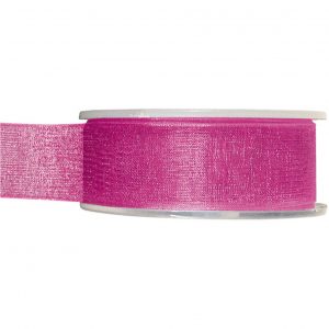 1x Hobby/decoratie fuchsia roze organza sierlinten 2,5 cm/25 mm x 20 meter
