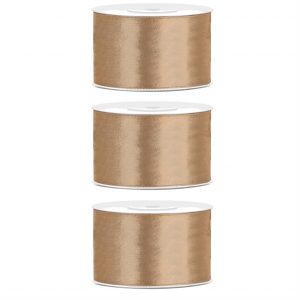 3x Hobby/decoratie goud satijnen sierlinten 3,8 cm/38 mm x 25 meter